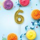 Свеча-цифра для торта '6' золотая с глиттером, 6 см, ЗОЛОТАЯ СКАЗКА, на шпажке, в блистере, 591419