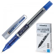 Ручка-роллер ZEBRA 'Zeb-Roller DX5', СИНЯЯ, корпус серебристый, узел 0,5 мм, линия письма 0,3 мм, EX-JB2-BL