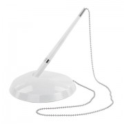 Ручка шариковая настольная BRAUBERG 'Стенд-Пен Уайт2', СИНЯЯ, цепочка, корпус белый, линия письма 0,5 мм, 141348