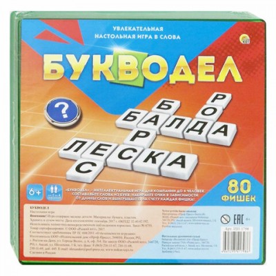 Игра настольная 'Букводел', игровое поле, 80 пластиковых фишек, инструкция, РЫЖИЙ КОТ, ИН-1798