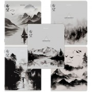 Тетради ДЭК А5 48 л. КОМПЛЕКТ 5 шт. BRAUBERG скоба, клетка, матовая ламинация, CALM NATURE, 404951