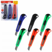 Нож канцелярский 18 мм, КОМПЛЕКТ '5 шт. + 1 шт. В ПОДАРОК', фиксатор, блистер, BRAUBERG 'Classic', 238773