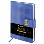 Ежедневник датированный 2026 А5 138х213 мм, BRAUBERG 'Elegant', под кожу, застежка, темно-синий, 117366