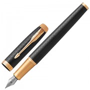 Ручка перьевая PARKER 'IM Premium Black GT', корпус черный матовый с гравировкой, позолоченные детали, синяя, 1931646