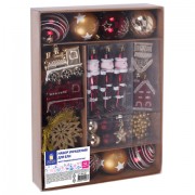 Шары ёлочные НАБОР 53 предмета, 'Gold Wine', бордовый/золото, пластик, ЗОЛОТАЯ СКАЗКА, 592182