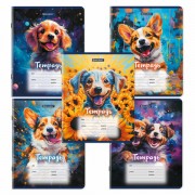 Тетради ДЭК 12 л. КОМПЛЕКТ 10 шт., BRAUBERG, клетка, обложка картон, Собачки, 106755