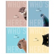 Тетрадь А5 48 л. HATBER гребень, клетка, Soft-touch ламинация, 'Кто здесь?' (микс в спайке), 093578, 48Т5лВ1гр