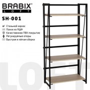 Стеллаж на металлокаркасе BRABIX 'LOFT SH-001', 600х300х1250 мм, складной, цвет дуб натуральный, 641230