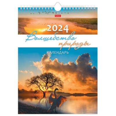 Календарь на гребне с ригелем на 2024 г., 22х30 см, МИНИ, 'Волшебство природы', HATBER, 12Кнп4гр_29903