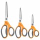 Ножницы BRAUBERG 'PROFESSIONAL' 3 шт. (135, 180, 210 мм), серо-оранжевые ручки, ВЫГОДНАЯ УПАКОВКА, 272981