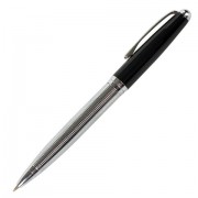 Ручка бизнес-класса шариковая BRAUBERG Sonata, СИНЯЯ, корпус серебристый с черн.,лини, 143482