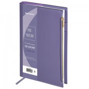 Ежедневник недатированный А5 145х220 мм, BRAUBERG 'Zipline' под кожу, карман-молния,160 л., фиолетовый, 116249