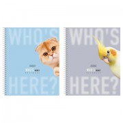 Тетрадь А5 96 л., HATBER, спираль, линия, матовая ламинация, 'Кто здесь?' (микс в спайке), 093672, 96Т5лВ2сп