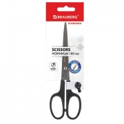 Ножницы BRAUBERG 'Standard' 180 мм, черные, классической формы, 2-х сторонняя заточка, 237096