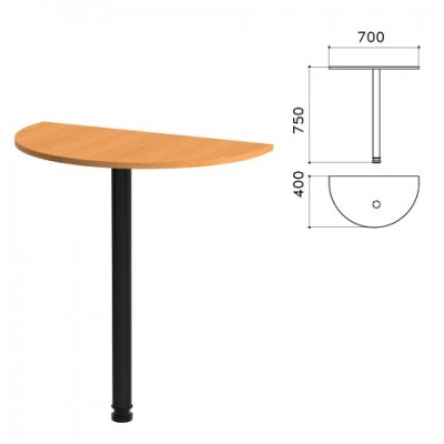 Стол приставной полукруг 'Фея', 700х400х750 мм, цвет орех милан (КОМПЛЕКТ)