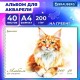 Альбом для акварели А4 40 л., бумага 200 г/м2, гребень, твердая подложка, BRAUBERG, 'Мейн-кун', 116884