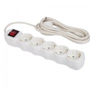 Сетевой фильтр СУ10-005 5 розеток, с заземлением, выключатель, 16 А, 3 м, белый, 7044