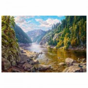 Картина стразами (алмазная мозаика), 40х50 см, ОСТРОВ СОКРОВИЩ 'Горная речка', без подрамника, 663867
