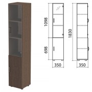 Шкаф закрытый со стеклом 'Канц', 350х350х1830 мм, цвет венге (КОМПЛЕКТ)