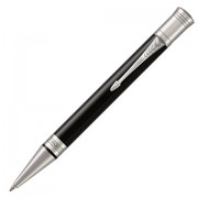 Ручка шариковая PARKER 'Duofold Classic Black CT', корпус черный, детали палладий, черная, 1931390