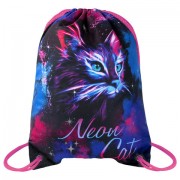 Мешок для обуви BRAUBERG PREMIUM, карман, подкладка, светоотражайка, 43х33 см, 'Neon cat', 271621