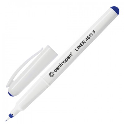 Ручка капиллярная CENTROPEN, СИНЯЯ, трехгранная, корпус белый, линия письма 0,3 мм, 4611/1С