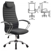 Кресло офисное МЕТТА BK-10CH, ткань-сетка, хром, серое