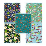 Тетради ДЭК А5 48 л. КОМПЛЕКТ 5 шт. BRAUBERG скоба, клетка, TWIN-лак, 'Карпы Кои', 404907