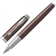 Ручка перьевая PARKER 'IM Premium Brown CT', корпус коричневый с гравировкой, хромированные детали, синяя, 1931676