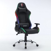 Кресло компьютерное BRABIX 'Lumen GM-150 RGB', подсветка, две подушки, экокожа, черное, 532801