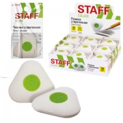Ластик STAFF 'College' PE-068, 35х35х10 мм, треугольный, салатовый пластиковый держатель, 228068