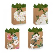 Пакет подарочный (1 штука) 18х10х23 см (M), 'Flowers', ассорти, глиттер, c тишью, ЗОЛОТАЯ СКАЗКА, 700808