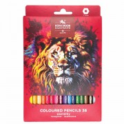 Карандаши цветные KOH-I-NOOR 'RED LION' 36 цветов, шестигранные, 2натуральное дерево, 3555/36, 3555036063KS