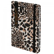 Блокнот с резинкой в клетку 96 л., А5, 145х203 мм, твердая обложка, BRAUBERG,' Leopard', 115535