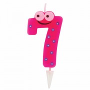 Свеча-цифра для торта '7' 'С глазками', 6 см, ЗОЛОТАЯ СКАЗКА, с держателем, в блистере, 591410