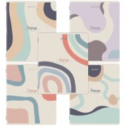 Тетради ДЭК А5 48 л. КОМПЛЕКТ 5 шт. BRAUBERG скоба, клетка, матовая ламинация, ABSTRACT, 404931