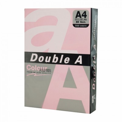 Бумага цветная DOUBLE A, А4, 80г/м2, 500 л, пастель, розовая, ш/к 29054