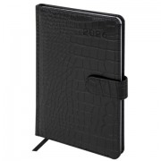 Еженедельник датированный 2026 А5 145х215 мм, BRAUBERG 'Party', под кожу, черный, 117180