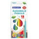 Карандаши цветные акварельные BRAUBERG PREMIUM AQUARELLE, 12 цветов, трехгранные, утолщенный грифель 4 мм, натуральное дерево, 181671