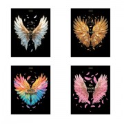 Тетрадь А5 48 л., HATBER, скоба, клетка, матовая ламинация, 3D-фольга, Крылья ангела (микс), 091164, 48Т5лофВ1