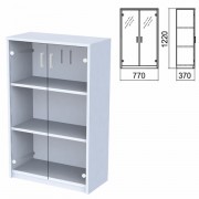 Шкаф закрытый со стеклом 'Арго', 770х370х1220 мм, серый (КОМПЛЕКТ)