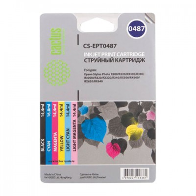 Картридж струйный CACTUS (CS-EPT0487) для EPSON Stylus Photo R200/210/220/230, комплект 6 цветов