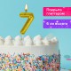 Свеча-цифра для торта '7' золотая с глиттером, 6 см, ЗОЛОТАЯ СКАЗКА, на шпажке, в блистере, 591420