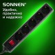 Сетевой фильтр SONNEN U-3518, 5 розеток, с заземлением, выключатель, 10 А, 1,8 м, черный, 513488