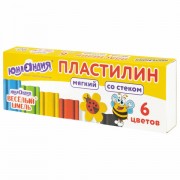 Пластилин мягкий ЮНЛАНДИЯ 'ВЕСЕЛЫЙ ШМЕЛЬ', 6 цветов, 90 г, СО СТЕКОМ, 106671