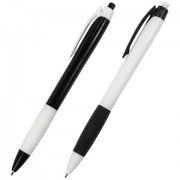 Ручка шариковая масляная автоматическая с грипом BRAUBERG BLACK&WHITE 'Blank', СИНЯЯ, узел 0,7 мм, линия письма 0,35 мм, 142660