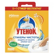 Освежитель/очиститель для унитаза/писсуара 6 шт. ТУАЛЕТНЫЙ УТЕНОК 'Цитрус', стикер чистоты, 865029