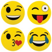 Стиратели магнитные для магнитно-маркерной доски ЮНЛАНДИЯ 'Смайлик', 50 мм, КОМПЛЕКТ 4 ШТ., желтые, с рисунком, 237504