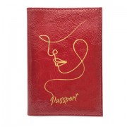 Обложка для паспорта натуральная кожа наплак, тиснение золотом 'Трафарет', красная, BRAUBERG, 238211