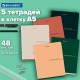 Тетради ДЭК А5 48 л. КОМПЛЕКТ 5 шт. BRAUBERG скоба, клетка, SoftTouch, 'Минимал_Цвет', 404917
